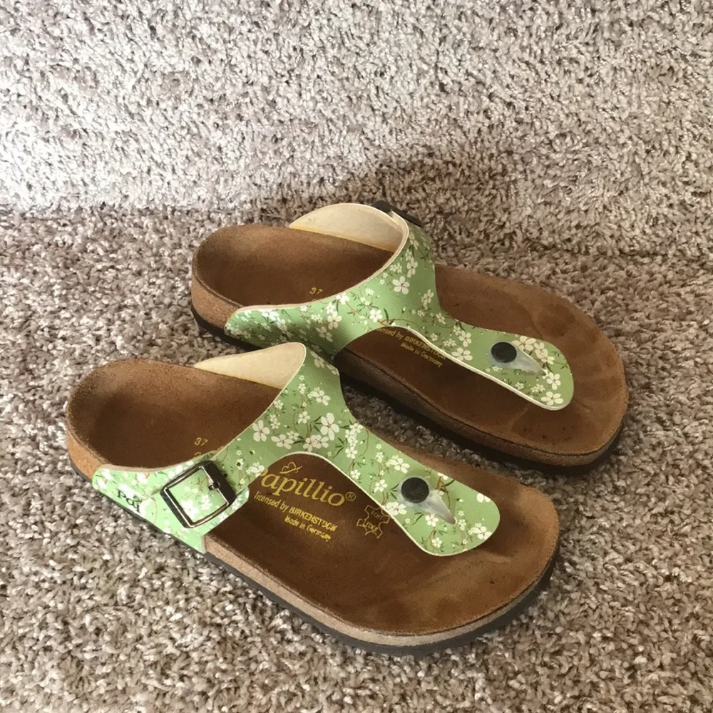 Green Floral Birkenstock Women's Sandals - Picture 2 of 9